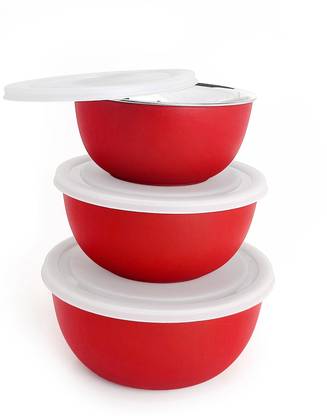 Zaib Stainless Steel Serving Bowl steel microwave bowl set with lid - food storage container set of 3