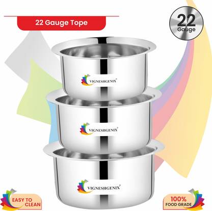 Vigneshgenix 3000ml/2500ml/2000ml Induction Bottom Cookware Set Gas and Compitable Tope इंडक्शन बॉटम कुकवेयर सेट
