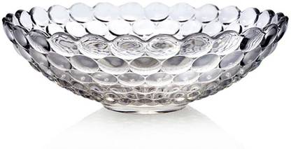 IndusBay Glass Decorative Bowl Crystal Touch Beautiful Decorative Designer Fruit Glass Bowl ( Diameter - 29 cm ; Height - 6.5 cm)