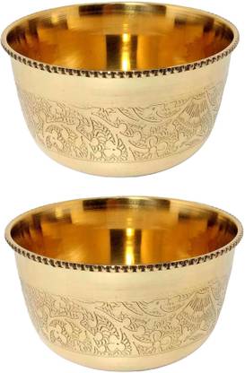 A & H ENTERPRISES Brass Cereal Bowl Hand Made Big Size Brass Floral Bowls for Dinnerware,Serveware Katori -300 ML