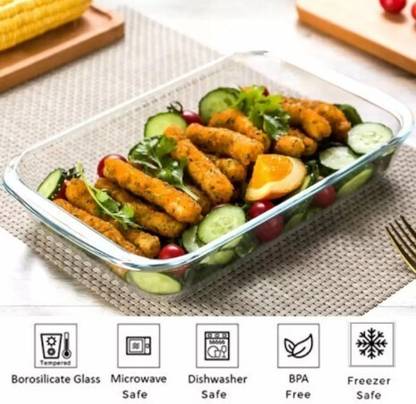RP Traders Glass Serving Bowl Baking Dish Microwave Oven Safe Bowl- 1600 ml Disposable