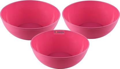 HOMESTIC Plastic Serving Bowl Plastic Dishwasher Safe Bowls|Serving Bowls for kitchen|2000 ML|Pack of 3|Pink