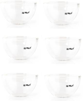 TRU'S Borosilicate Glass Mixing Bowl Set of 6 Glass Mixing & Serving Bowls,Microwave Safe, 200ml