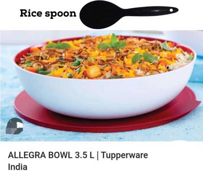 TUPPERWARE Plastic, Polypropylene Serving Bowl Allegra bowl air tight 3500 ml with rice spoon microwave safe pack of ( 2 )
