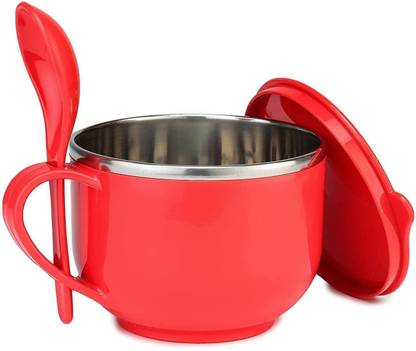 Ashish Stainless Steel, Plastic Soup Bowl Bowl & Soup Bowl with Spoon, Airtight Leakproof Lid