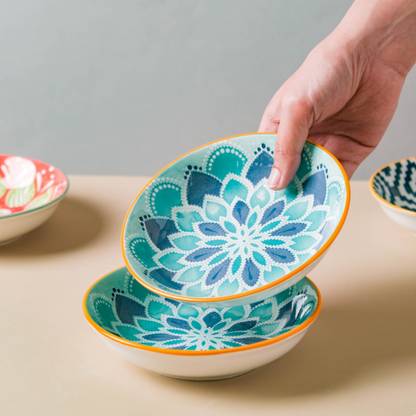 Nestasia Ceramic Serving Bowl Mandala Snack Dish Set of 2