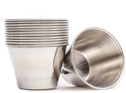 Dynore Stainless Steel Sauce Bowl Dynore Stainless Steel 60 ml Sauce Cup/Chutney Cup/ Chips Dip Cup- Set of 12