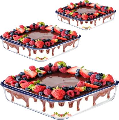 MDNSHO Glass Serving Bowl Borosilicate Glass, Square Baking Tray, dish 900 ml 1100 ml 1800 ml Disposable