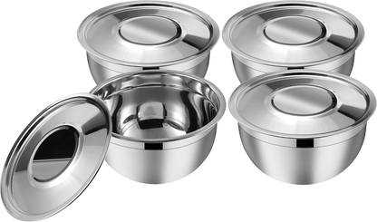 Kraft Stainless Steel Storage Bowl Serving Bowl Set 4 pcs with Stainless Steel Lid