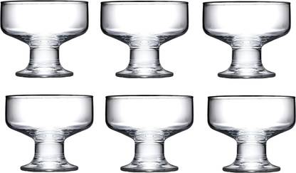IndusBay Glass Dessert Bowl Glass Ice Cream Bowl, Mini Footed Dessert Cups