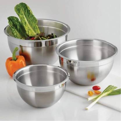 humneed Steel Serving Bowl light weight Stainless Steel Serving Bowl Dinner Bowl Mixing Bowl Set of 3