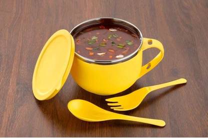 THANKSPLAST Stainless Steel Mixing Bowl Insulated Noodle Bowl with Lid & Spoon