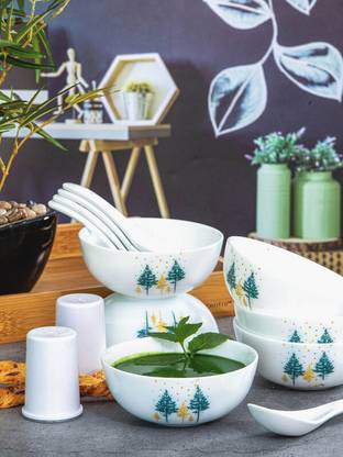 cello Opalware Soup Bowl Opalware Royal Set with Spoon & Salt & Pepper Pot