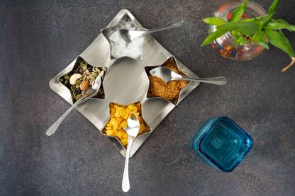 Opal Crafted Stainless Steel Serving Bowl Star Mukhwas Serving Set of 4)