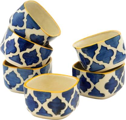 FREAKWAY Ceramic Sauce Bowl Freakway Handpainted Moroccan Studio Pottery Ceramic Chutney Bowl/Pickle Bowl/Sauce Bowl/Small Katori Set (40 ML, Small, Set of 6, Blackand Off White)