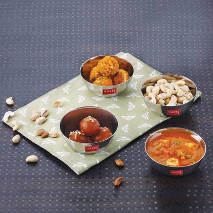 HAZEL Stainless Steel Dessert Bowl Stainless Steel Steel Bowl Set For Kitchen Dinner Katori Serving Wati, Set of 4