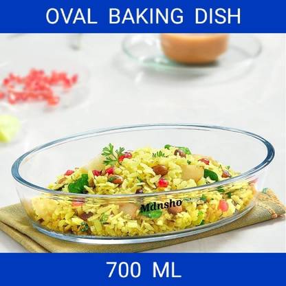 MDNSHO Glass Serving Bowl Borosilicate Glass oval Baking Dish, Tray, Oven and Microwave Safe, 700 ml