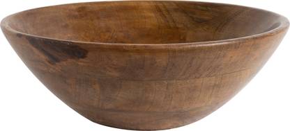 Homesake Wooden Serving Bowl 12" Flat base Wooden Serving Bowl for Salads, Fruits, Popcorn, Pasta