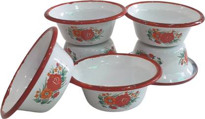 SLASHO Iron Serving Bowl Enamel serving bowl set of 6/soup bowls/taamchini katori