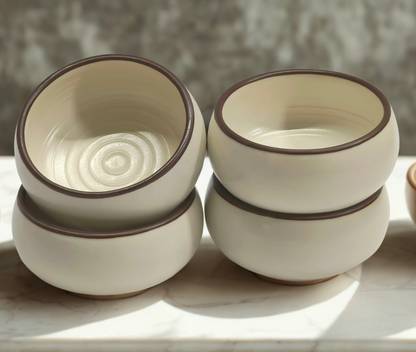 FREAKWAY Ceramic Mixing Bowl Ceramic Bowls Set of 4 –150 ML Bowls|Ideal for Snacks, Chutney, Dessert & Dips