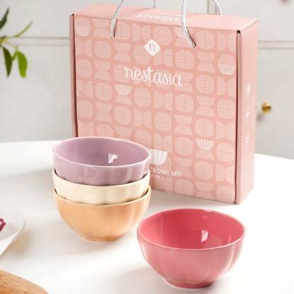 Nestasia Ceramic Serving Bowl Pastel Gloss Finish Ceramic Bowl Set