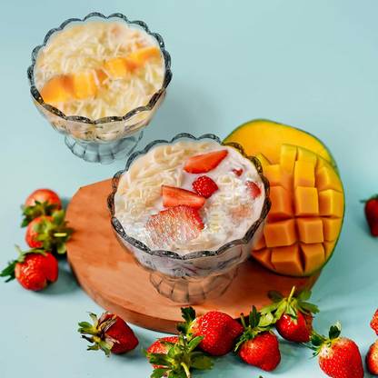 TINSUHG Glass Serving Bowl Crystal Clear Deep Flower Shape Cut Glass Ice Cream, Pudding Cups/Bowls, Disposable