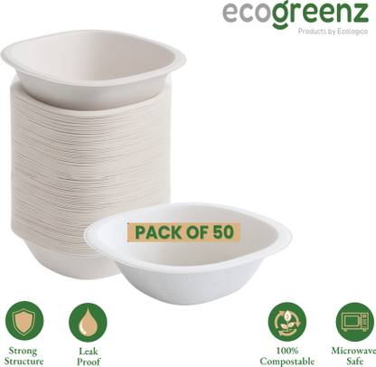 Ecogreenz Sugarcane Bagasse Storage Bowl 120 ml Best Disposable Sugar Bagasse Square Bowls Disposable
