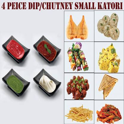 ZIDO Melamine Sauce Bowl Pack of 4 Mini Chutney Katori for Sauce, Chutneys, Mayonnaise, Pickles etc~