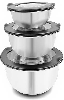 Zaib Stainless Steel, Polypropylene Vegetable Bowl transparent lid, stainless steel body / airtight bowl