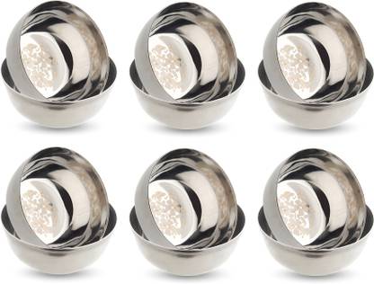 LIMETRO STEEL Stainless Steel Serving Bowl Pack of 12 Serving Bowl Set for Kitchen ( Pack of 12 , Size: 9 CM, Laser Print)