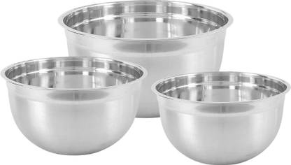 KARFE Stainless Steel Mixing Bowl Karfe Solid Deep German Bowl Set with of 3 Different Sizes 14/ 16/ 18 cm