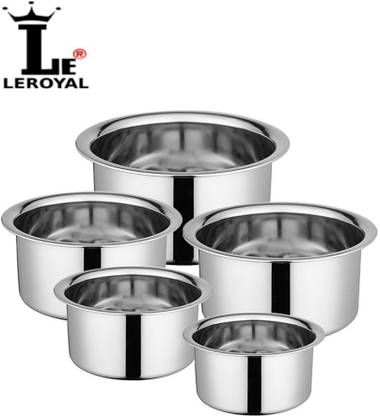 LEROYAL Stainless Steel Serving Bowl Multi-Purpose flat bottom Tope / Patila /serving bowl
