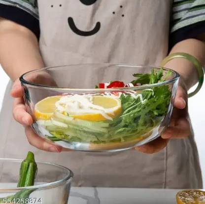 RKPL Glass Mixing Bowl Glass Mixing Bowl, Container Microwave Oven Safe 2300 ml, Clear,(Pack of 1) Disposable