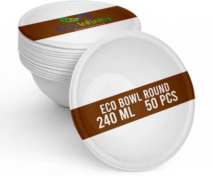 Eco Infinity Nurturing Future Sugarcane Bagasse Serving Bowl Eco-Friendly Biodegradable Disposable Bowls for Serving Snacks & Foods - 240ml Disposable