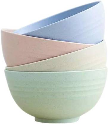 Nilzone Plastic Serving Bowl Unbreakable Plastic Mixing Bowls Microwave Safe Wheat Straw Fiber Bowl Set