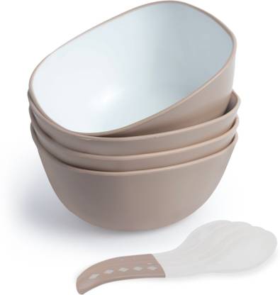 Lumiset Plastic Soup Bowl / dessert Bowl with matching Spoons|100% food grade BPA free|Square,300ML|