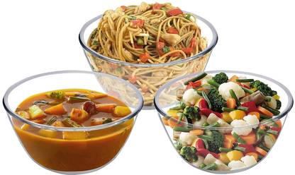 Cutting EDGE Glass Mixing Bowl Borosilicate Mixing/Serving Without Lid Glass Bowl for Kitchen (500 ml Each)
