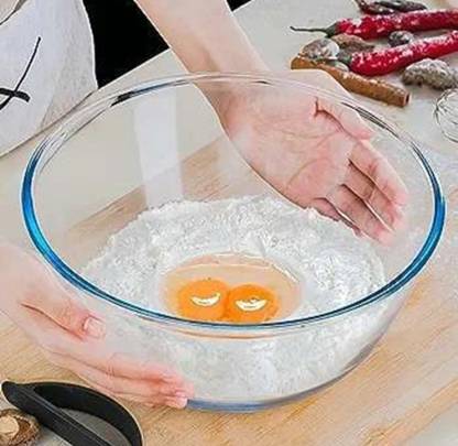 RKPL Glass Mixing Bowl Glass Mixing Bowl, Container Microwave Oven Safe 2300 ml, Clear,(Pack of 1) Disposable