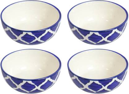 Saras Aajeevika Ceramic Serving Bowl | Khurja Pottery | Elegant Pattern | serving daily meals Bowls | Soup Bowl
