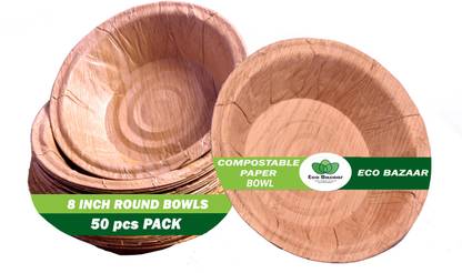 Eco Bazaar Paper Serving Bowl 100% Compostable Biodegradable, Disposable Paper Bowls Eco Friendly Disposable