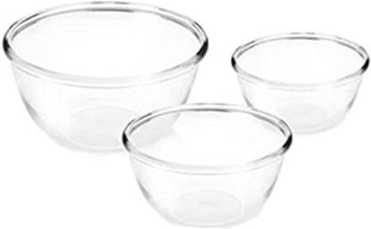 TREO Borosilicate Glass Mixing Bowl Borosilicate Glass Mixing Bowl Microwave Safe Combo of 3 (440 ml, 870 ml, 1470 ml )