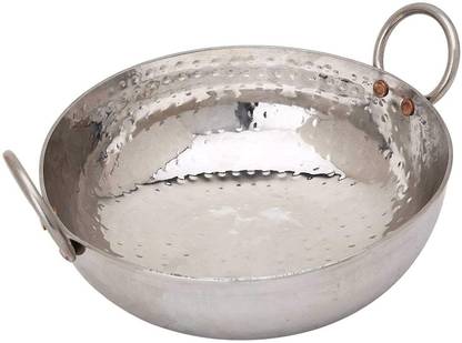 SHREE SAI TRADERS Stainless Steel Classic KADHAI with Steel Handle Hammered (DEEP KADHAI)(10 NO.) Kadhai 18 cm diameter 1.5 L capacity