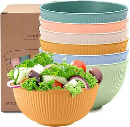 Gyanvi Sugarcane Bagasse Mixing Bowl Unbreakable Cereal Bowls Lightweight Bowl (Tableware) Pack Of 6