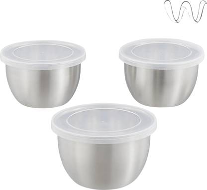 WAZIR CHAND Stainless Steel Mixing Bowl Set with Lid | Bowl Set Steel | Food Serving and Storage Containers Bowl