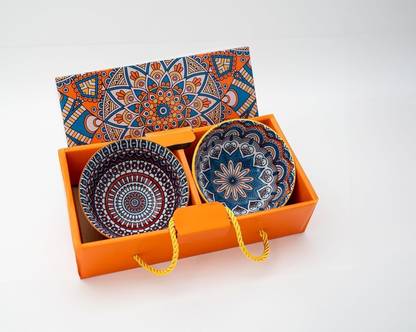 Dishy Divine Ceramic Serving Bowl Bohemian Style Gift Set-Elegant Kitchen Serving Bowls for Snacks,Soup (250ml)