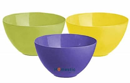 HOMESTIC Plastic Mixing Bowl Microwave Safe 3 Pieces Set- 1000 ML (Multi)