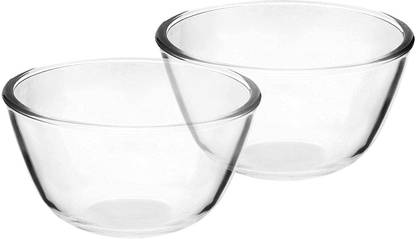 Flipkart SmartBuy Borosilicate Glass Mixing Bowl Borosilicate Round Glass Bowl for Kitchen & Dining | Serving Bowl ( 500 ml Each)