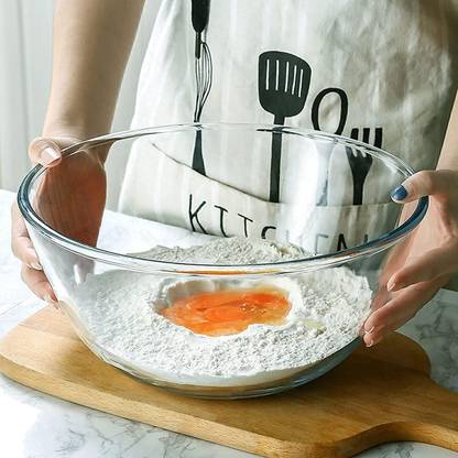 SMILERY Glass Mixing Bowl 2300ML Borosilicate Microwave Safe Glass