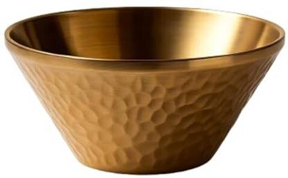 Samusagya Stainless Steel Decorative Bowl Gold Stainless Steel Double Wall Bowls Hammered Insulated Soup Disposable