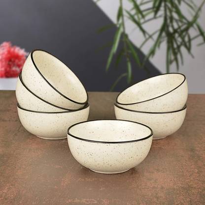 HOUSELA Ceramic Serving Bowl White Ceramic Black Dotted Speckled Bowl| Small Serving Soup Bowls
